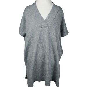 SOMA Tunic Top V-Neck Knit Short Sleeve Gray Oversized‎ Comfy